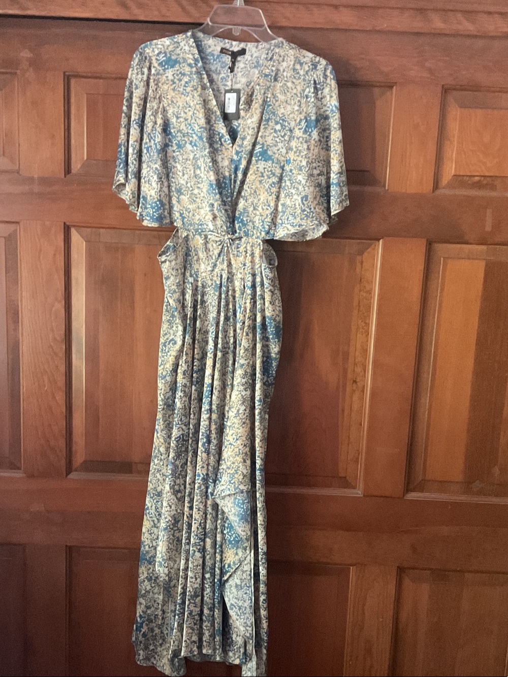 Maje Blue and Cream Floral Maxi Dress